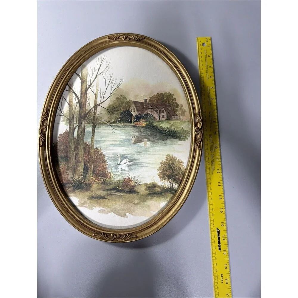 Vintage Homco Oval Watercolor Print F. Massa 13